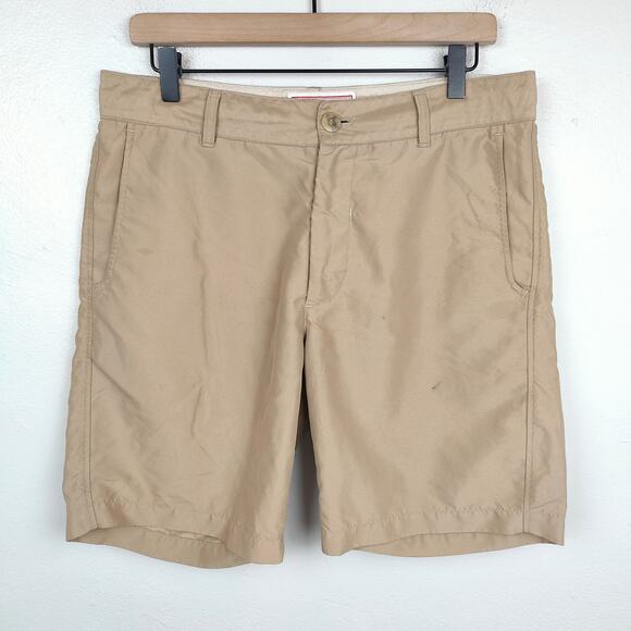 Flint & Tinder 365 Chino Shorts Mens 32 Tan Lightweight Preppy Minimalist FLAWED - Picture 1 of 8